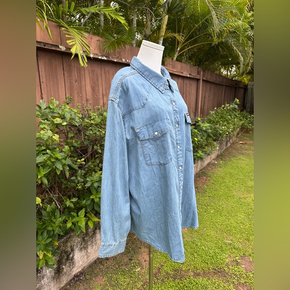 Wrangler Women's Rodeo Poster Light Denim Long Sleeve Size XXL - Picture 3 of 14